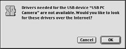 Problem Problem with When I connected the camera to my Macintosh, the Required software not found message or Required driver cannot be used message appears.