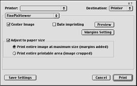 Click the [OK] button (Windows) or [Print] button (Macintosh) to print the image. <Print settings window> Tick this checkbox to print the image in the center of the page.