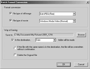 Batch Format Conversion This function allows you to convert the formats of multiple files at once. You can use this, for example, when you want to make the file sizes smaller.