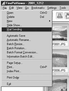 Attaching Images 1. Launch FinePixViewer. In the Start menu, select Programs / FinePixViewer / FinePixViewer. 2.