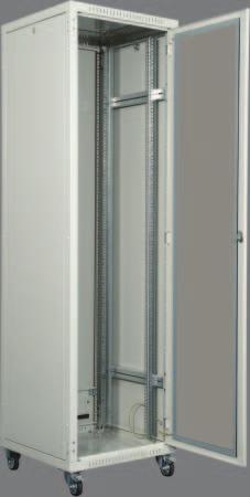 The front side door is mounted using three hinges and secured by 1-point lock. The safety glass used in the door assembly provides high safety.