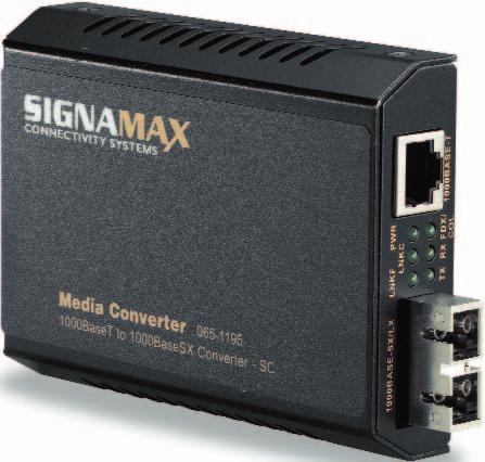 Gigabit Media Converters AMEDIA CONVERTER SYSTEMS Signamax Connectivity Systems Gigabit Ethernet Media Converters make it simple to extend distances over multimode or singlemode fiber.