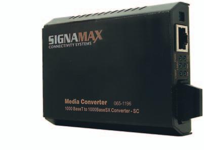 AMEDIA CONVERTER SYSTEMS 10/100/1000 Switching Fiber Optic Media Converters Signamax Connectivity Systems 10/100/1000 Switching Media Converter provides an intelligent solution for long distance