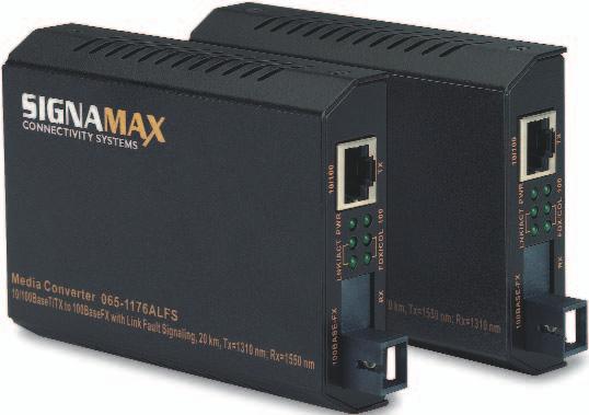 Single Fiber WDM Converters AMEDIA CONVERTER SYSTEMS Signamax Connectivity Systems Switching Single Fiber Wave Division Multiplexing (WDM) Media Converters with Link Fault Signaling allow data