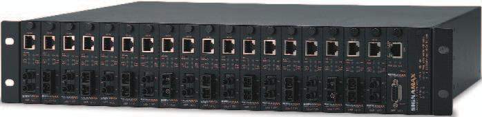 18-Bay Rack Mount Managed Media Converter Chassis System AMEDIA CONVERTER SYSTEMS The Signamax 065-1480 18-Bay Managed Media Converter Rack Mount Chassis provides full SNMP management capabilities