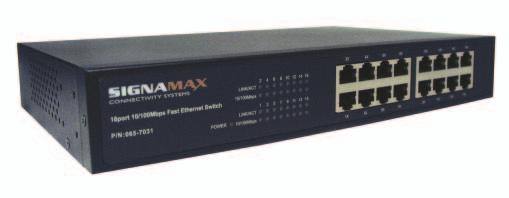 BETHERNET SWITCHES Fast Ethernet 16-Port Desktop Switch The Signamax 16-port Ethernet Switches are designed to allow simultaneous transmission of multiple packets via an internal high-speed data