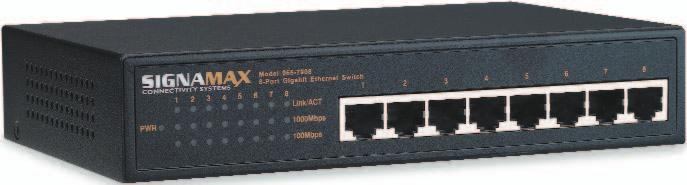 BETHERNET SWITCHES 5- and 8-Port 10/100/1000BaseT/TX Desktop Switches Signamax Connectivity Systems 10/1001000BaseT/TX Desktop Switches make it easy to increase user capacity and provide Gigabit