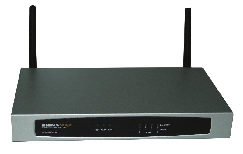 EWIRELESS LAN Wireless Router 802.11b/g Signamax 065-1786A, 802.11g WIRELESS Cable/DSL AP Router, is a 54 Mbps high-speed wireless residential router.