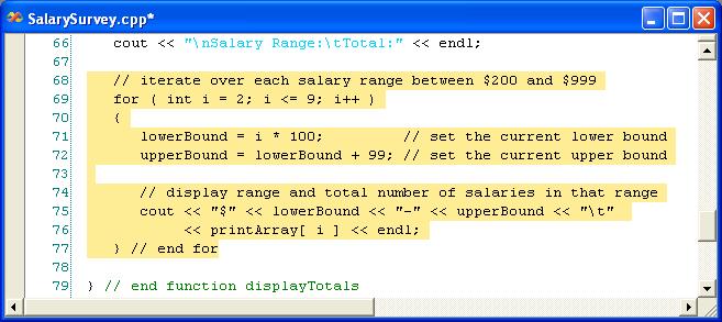 13.4 Constructing the Salary Survey Application (Cont.) Figure 13.24 Displaying the number of salaries in each salary range.