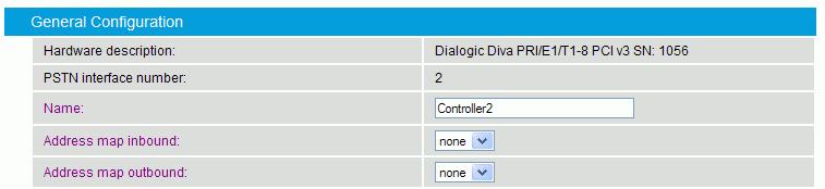 PSTN Interface Configuration This section describes the Dialogic Diva SIPcontrol TM Software's PSTN interface related settings, e.g., which lines are used by the Diva SIPcontrol software or how Call Transfer is performed on this line.