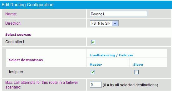 Routing Configuration The routing configuration defines to which destination incoming calls are forwarded.