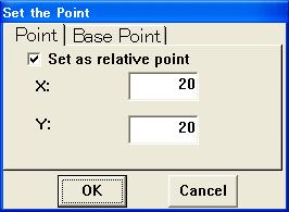 Specifying a base point To specify a base point, enter its X and Y coordinates or click the four corners or the central point on Set Base Point.