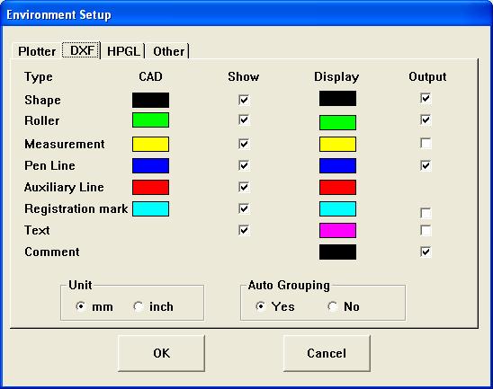 Set [DXF] Set the CAMLINK screen display and output to the plotter when reading a DXF file into CAMLINK. For details about DXF file read, see page 3-3. What is a DXF file?