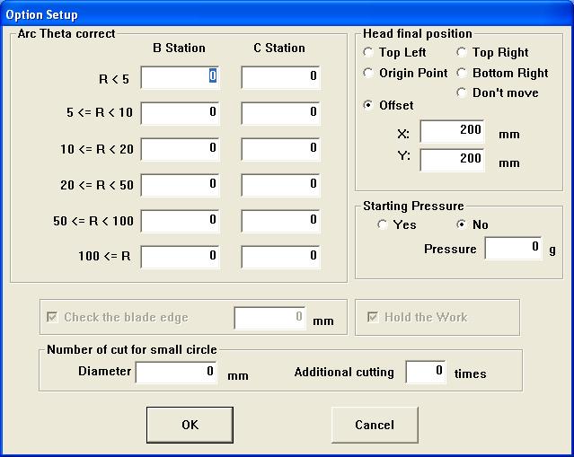 Set Optional Cutting Conditions As optional cutting conditions, you can set the circular other.
