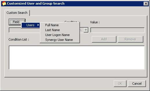 TDS Migration 7. On the Customize User and Group Search dialog box, click Field, point to Users.