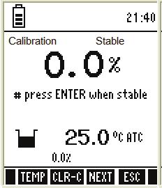 pressed in confirmation screen Shows calibration report Exits from calibration and goes back to saturation measurement