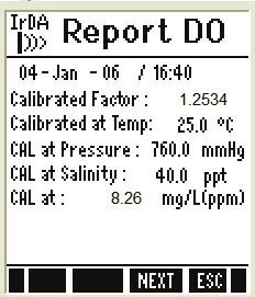 1 Concentration Calibration Report Calibration report gives you information on calibrated temperature and calibration at pressure and salinity.