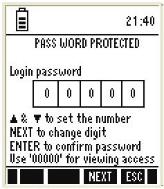 Figure 5: Login password screen Note: You can enter 00000 (read-only password) if you wish to view the setup parameters. You are not allowed to modify any parameter when you enter read-only password.