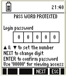 Figure 7 : Login password screen Note: You can enter 00000 (read-only password) if you wish to view the calibration report of the last calibration.