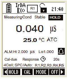 3. Conductivity Measurement Mode In conductivity measurement mode, the meter displays conductivity and temperature readings.