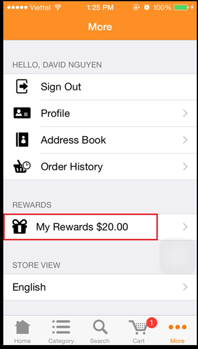 4.3. Manage reward points Customers can manage their