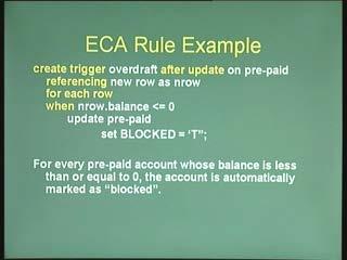 (Refer Slide Time: 46:49) This slide shows a particular example of an ECA rule.
