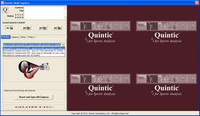 The Quintic Capture software will automatically recognise how many cameras are attached to the computer.