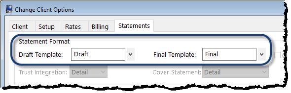 To change the statement template used for a single client 1. From the File menu, select Open icon, and then click Client. 2. Select the Client ID for which you want to change templates. 3.