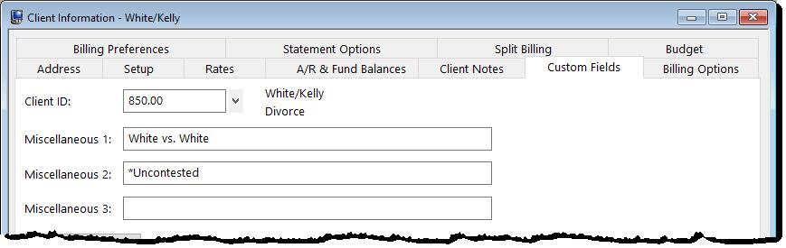 Miscellaneous Lines Miscellaneous Lines 1 through 3 defined on the Custom Fields tab in the Client File are automatically displayed on statements, as shown in Figure 30, and can be used to add