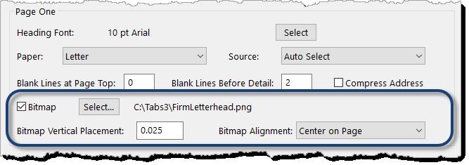To add a bitmap via Print Setup 1. From the File menu, click Print Setup. 2. Select the printer to which you will be printing statements. 3. Click the Statement Setup button. 4.