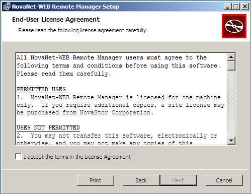 The NovaBACKUP Remote Manager Setup Wizard will launch. Click [Next].