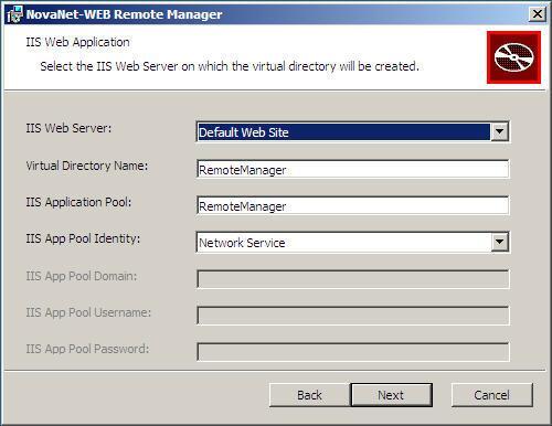 The Installer will prompt you for configuration information related to your IIS Web Application.