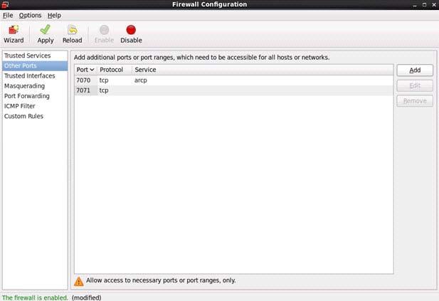 Figure 14. Completed firewall configuration Configuring a Nexus 7000 using the HTTP transport Configure a device to send messages through the transport gateway using the HTTP protocol.