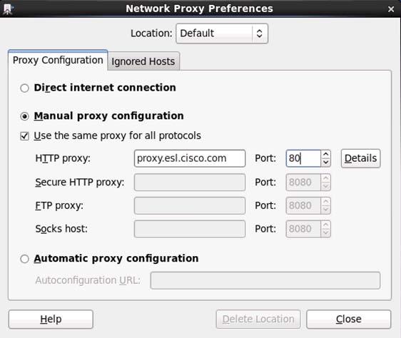 Figure 5. Network proxy configuration Download, install, and configure the transport gateway To download and install the transport gateway: Step 1. Download the latest transport gateway software.
