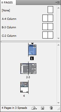 Navigating through an InDesign document 1 1 Press the Pages button ( ) in the dock at the right of the workspace to display the Pages panel.