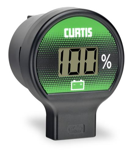 Curtis Model 909R is designed to be used on golf cars and other 36 or 48 VDC battery-powered vehicles to display battery state-of-charge and to charge smart devices.