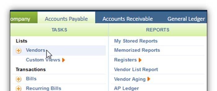ADD/EDIT VENDOR 1. To add a new vendor to the system from within the Accounts Payable module, navigate to: Accounts Payable Vendors.