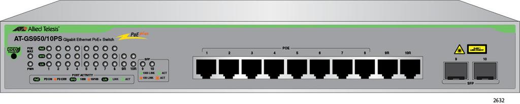 AT-GS950/10PS Gigabit Ethernet PoE+ Switch AT-GS950/10PS