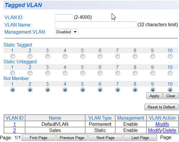 AT-GS950/10PS Switch Web Interface User s Guide 2. From the Bridge folder, select VLAN. The VLAN folder expands. 3.