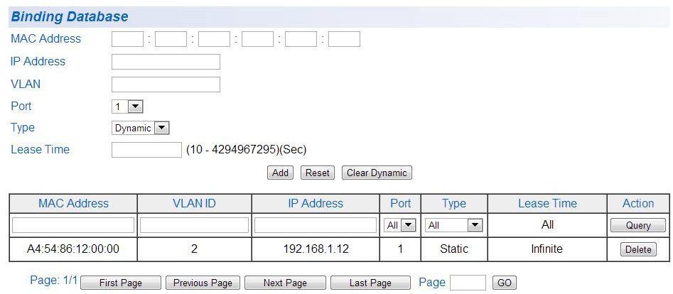 AT-GS950/10PS Switch Web Interface User s Guide VLAN - Enter the host s VLAN ID. Port - Enter the port number where the host is connected.