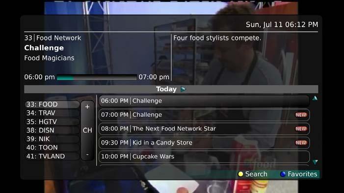 2. If you Browse/Arrow to the right, highlight Channel Guide and press OK, you can view the channel guide.