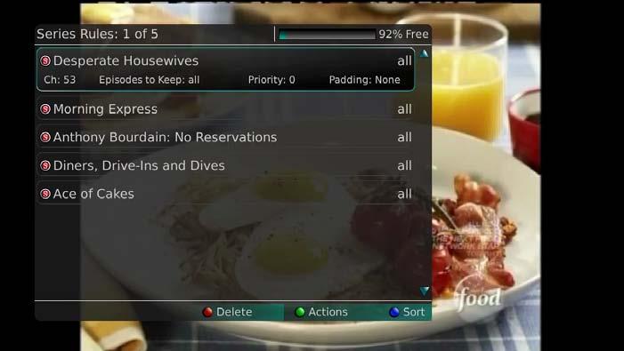 4. If you Browse/Arrow to the right, highlight Series and press OK, you can view the list of series rules.