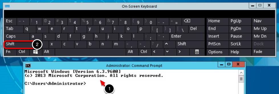 Click once in active console window In this example, you will use the Online Keyboard to enter the "@" sign used in email addresses.