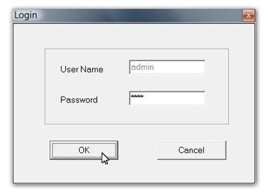 11. You will be prompted to insert your user name and password. The default user name is admin (unchangeable), and the default password is 1234 (changeable).
