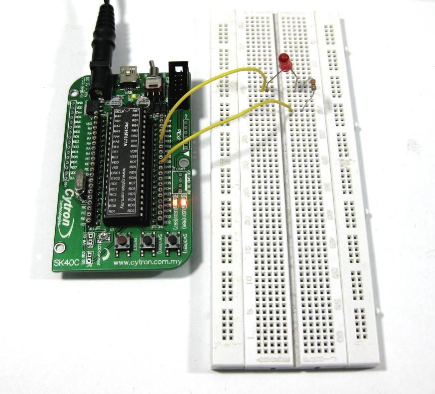 Extend the I/O port to another board using jumper wire.