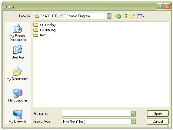 9. Search SK40C 18F_USB Sample Program folder which users have download from website.
