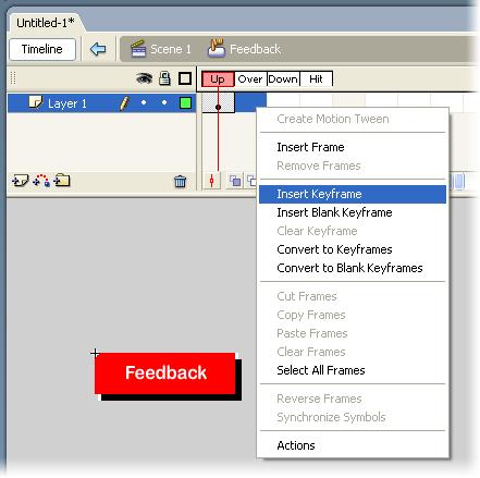 You have already created the UP state, so right-click on the space below OVER and choose Insert