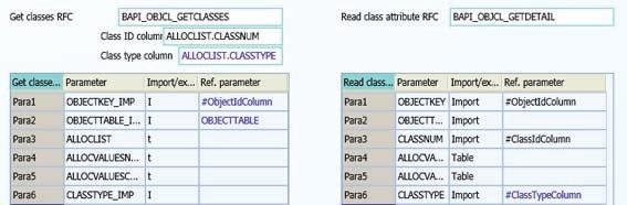 General settings 5.7 Classification Import To import several class types, proceed as follows: 1. Delete the value for the "CLASSTYPE_IMP" parameter for BAPI_OBJCL_GETCLASSES.