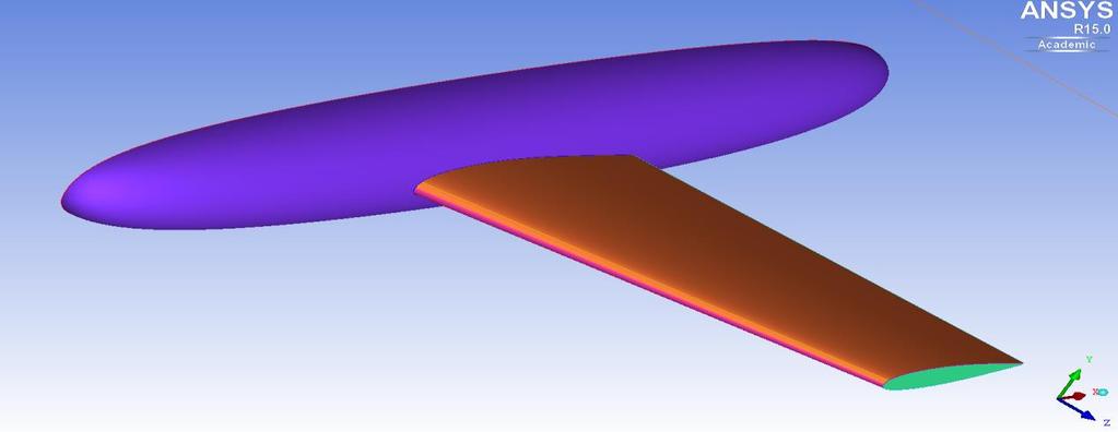 Figure 1: Geometry of the Wing-body 5c 5c 10c 5c Figure 2: Computational Domain around the Wing-body Numerical Method The commercial CFD solver ANSYS FLUENT is employed to perform the CFD analysis.