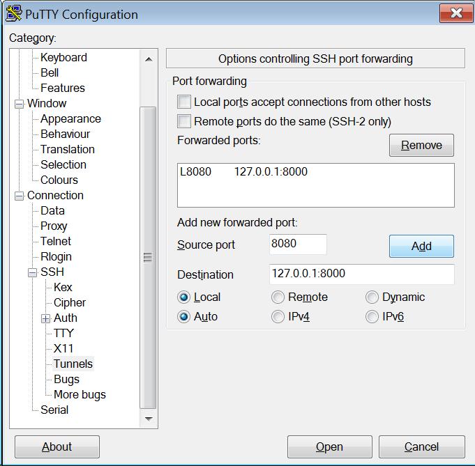 Windows On Windows you will need to install an external tool called "putty". It is available for free.